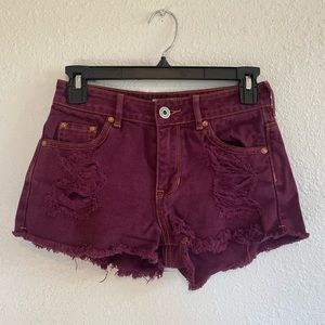 Maroon/Burgundy high rise jean shorts Size  0